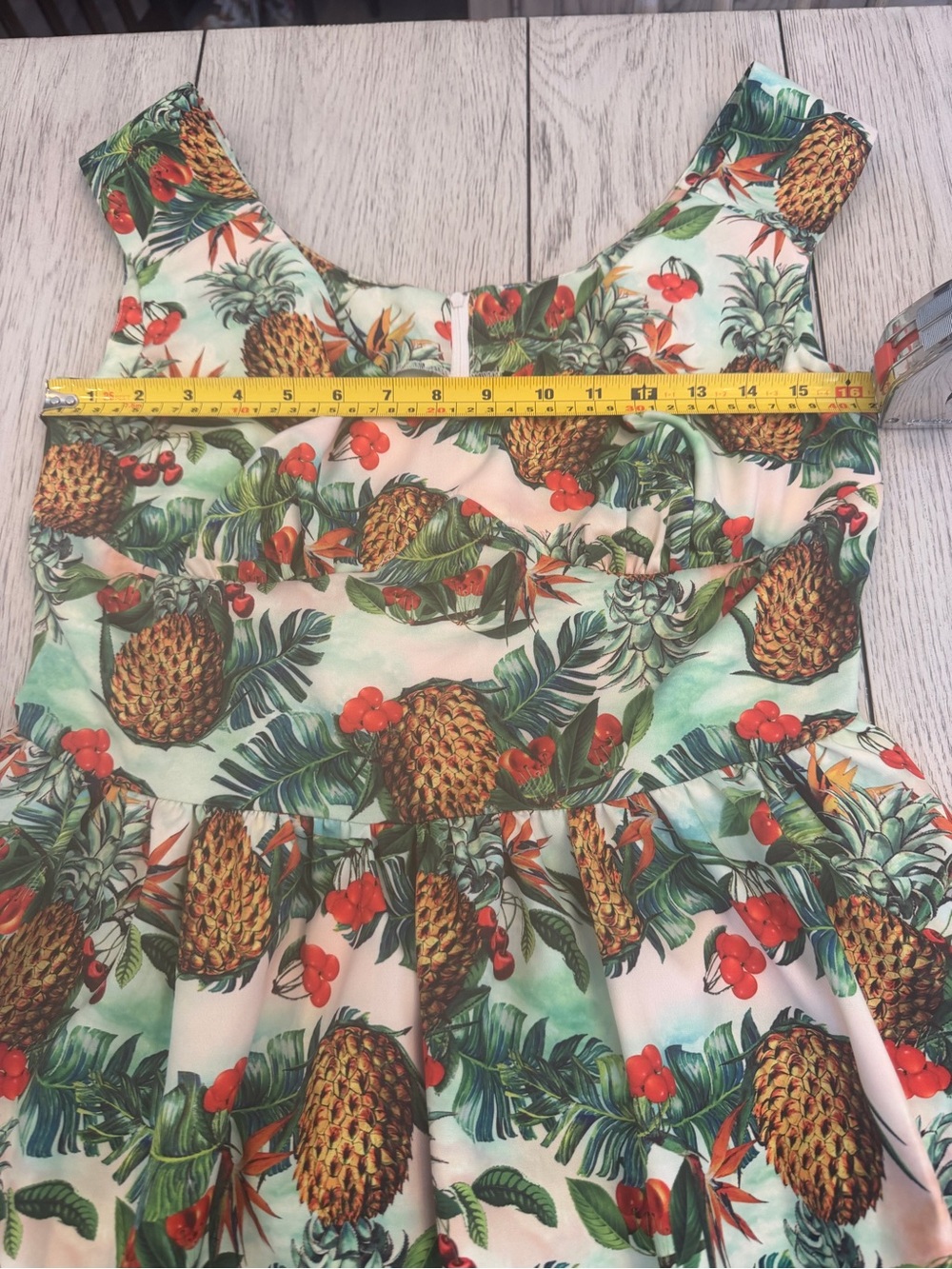 NWT Voodoo Vixen Tropical Pineapple Cherry Swing Dress - Size M - Picture 4 of 8